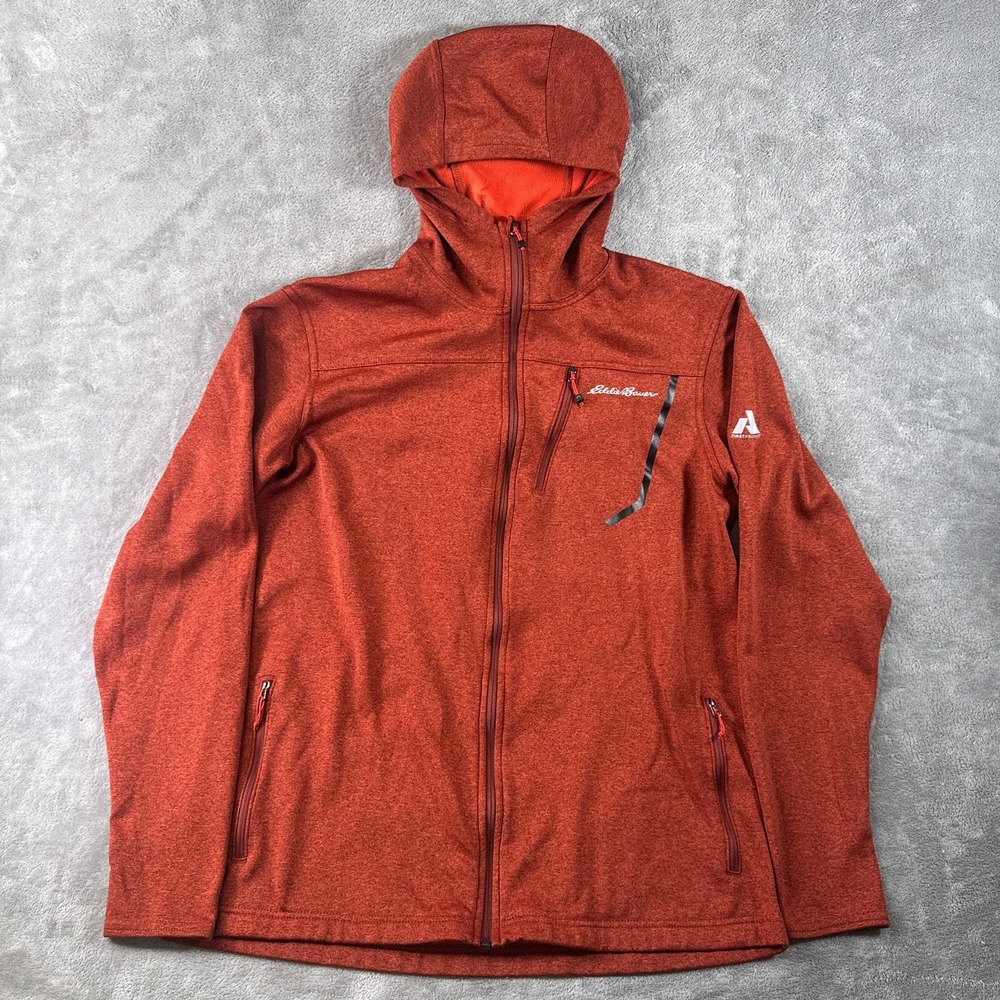 Eddie Bauer First Ascent Mens Tall Large Orange Full Zip Hiking Jacket